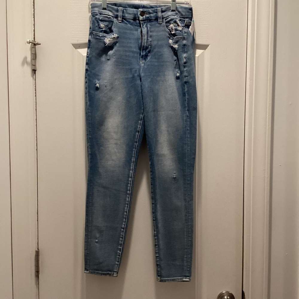 American Eagle Outfitters Washed Denim Blue Distressed Skinny Jeans